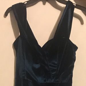 A dark blue dress.